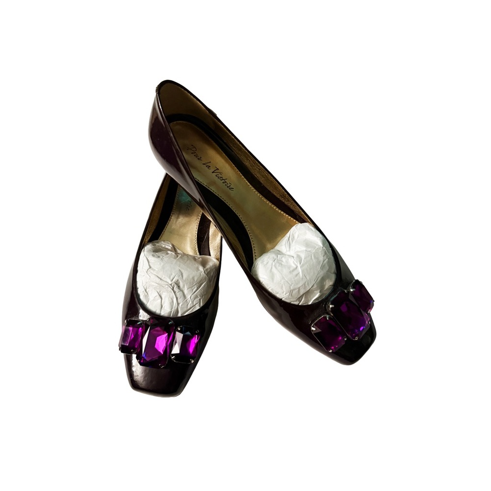POUR LA VICTORIE Deep Purple, Embellished Jewelled Ballet Flats Size 6.5 M - Picture 1 of 8